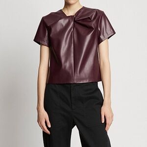 NWT Proenza Schouler White Label Leather Twisted Top Size 2 Burgundy
